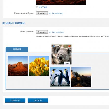 Добавена е опция за сортиране на снимки в албумите на сайтовете